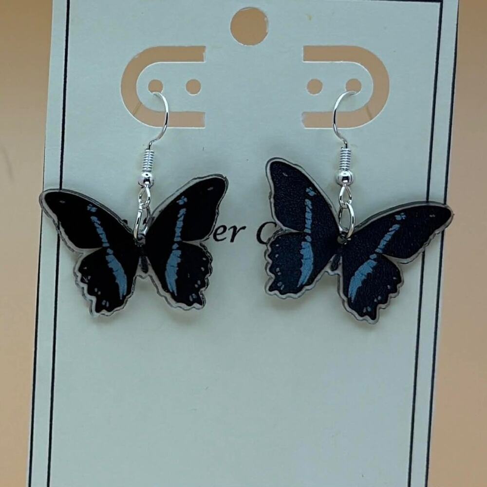 Midnight Butterfly Dangle Earring